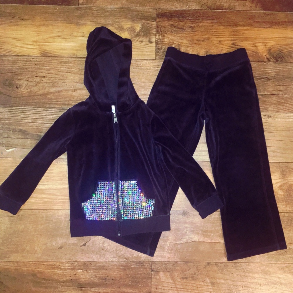 Girl’s black velour sweatsuit